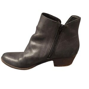 Lucky Brand Boots Womens Size 9 Black Leather Ankle Zip Block Heel LP-BANTERR